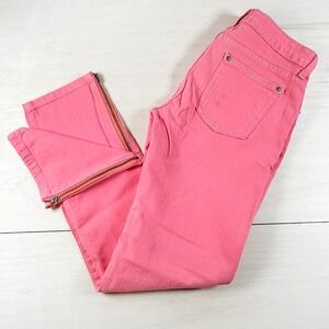 NWT - Chaser Women's 26 Flamingo Pink Denim Jeans ‎ Ankle Zip Denim Made in USA